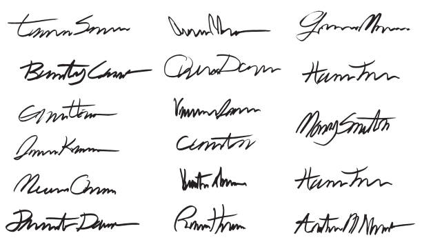 Bold Signatures Set  Handwriting Stock Illustrations